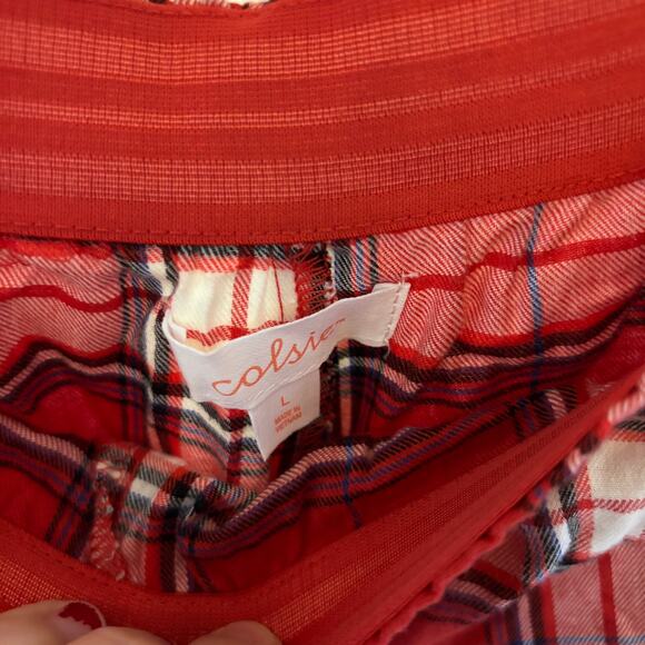 Colsie NWT Women's Red Plaid Flannel Sleep Pants Size L - Picture 4 of 9
